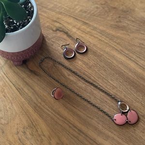 Tagua Nut Jewelry Set Bohemian nouveau vintage OOAK ring size 4